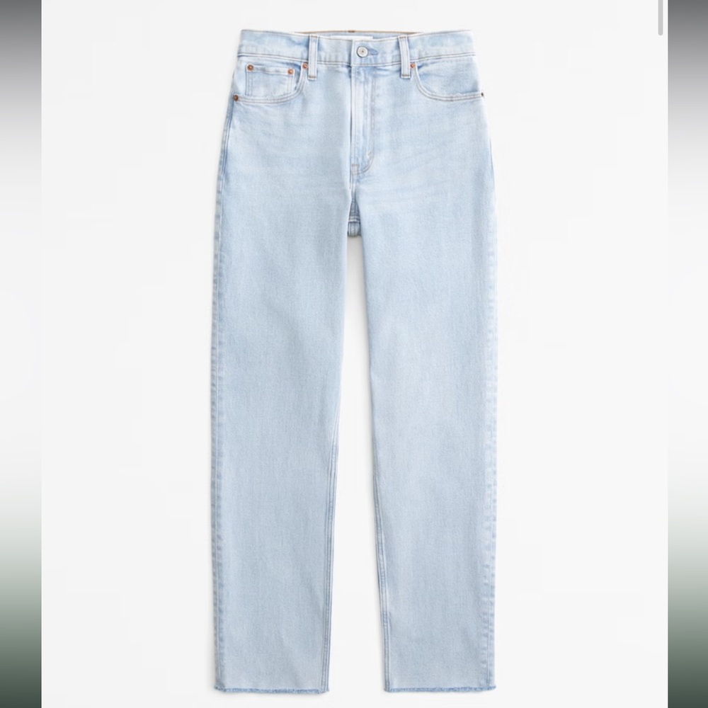 High Rise Raw Hem Mom Jean Abercrombie